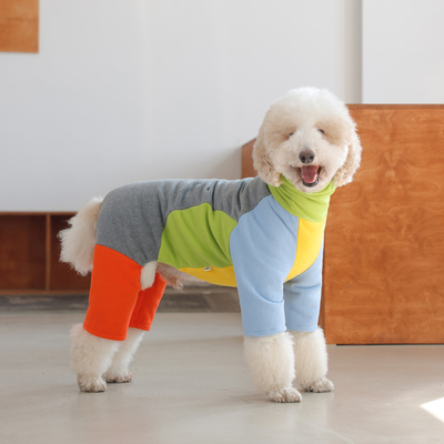 个性拼接大型犬四脚衣加绒保暖潮