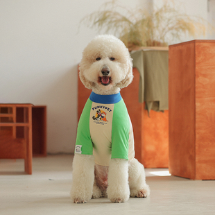 撞色卡通狗狗衣服夏季中大型犬T恤春夏薄款拉布拉多边牧巨贵衣服