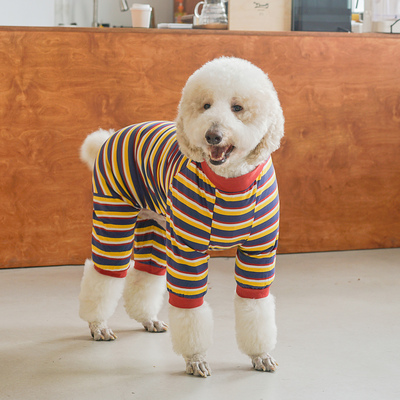条纹狗狗衣服大型犬四脚衣秋冬