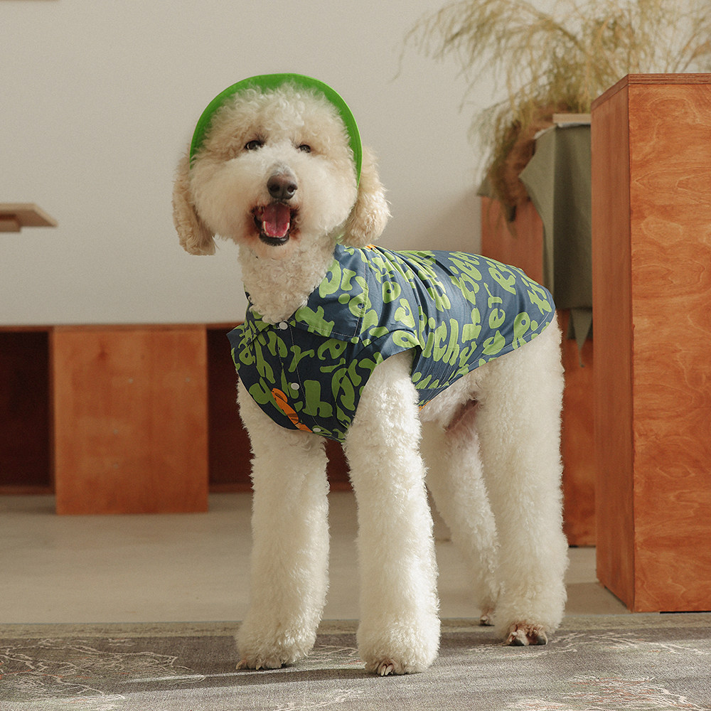 卡通狗狗衣服中大型犬宠物衬衫背心春夏薄款拉布拉多边牧巨贵衣服
