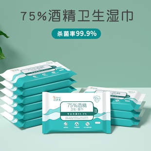 20包小包装 便携装 消毒75%酒精湿巾加大加厚擦手杀菌实惠10抽 春季