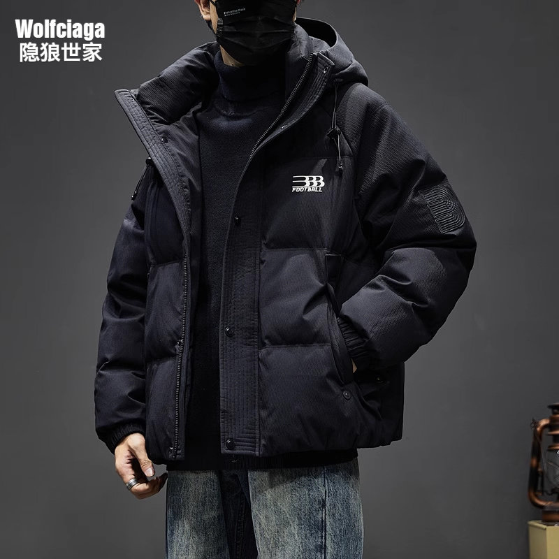 隐狼世家羽绒服男冬季新款潮牌加厚保暖连帽面包服男士休闲外套