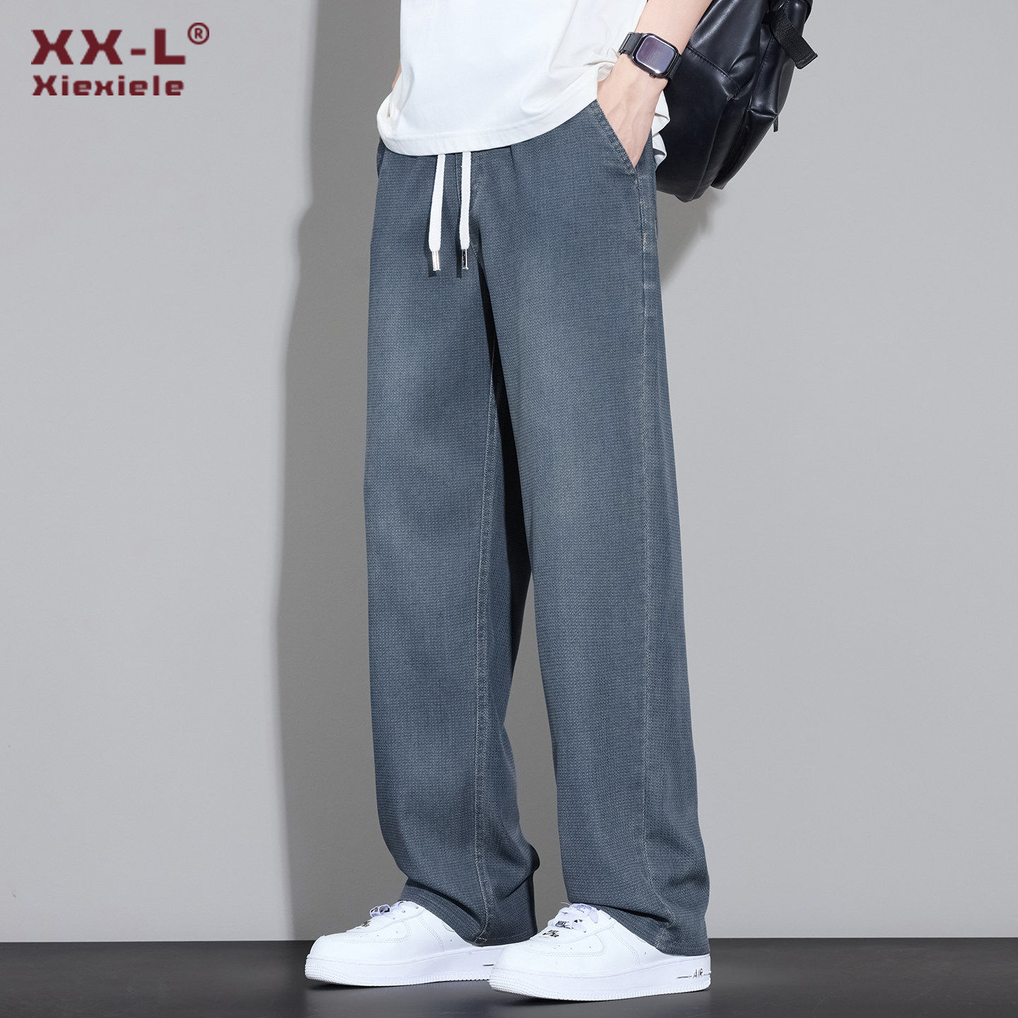 2026新款天丝牛仔裤男夏季薄款星空纹宽松直筒美式潮牌休闲长裤子