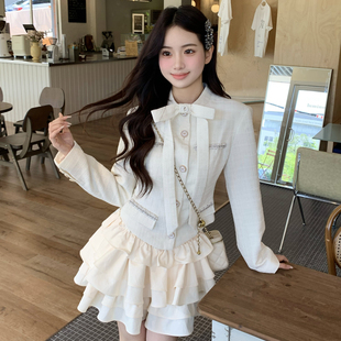 名媛贵气小香千金风套装 白鹤之恋 蛋糕裙 原创 Fatcat甜雾岛语