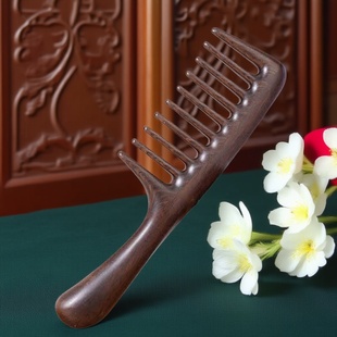 加厚天然黑檀木梳子女家用宽齿木梳按摩头皮经络防排骨梳静电大号