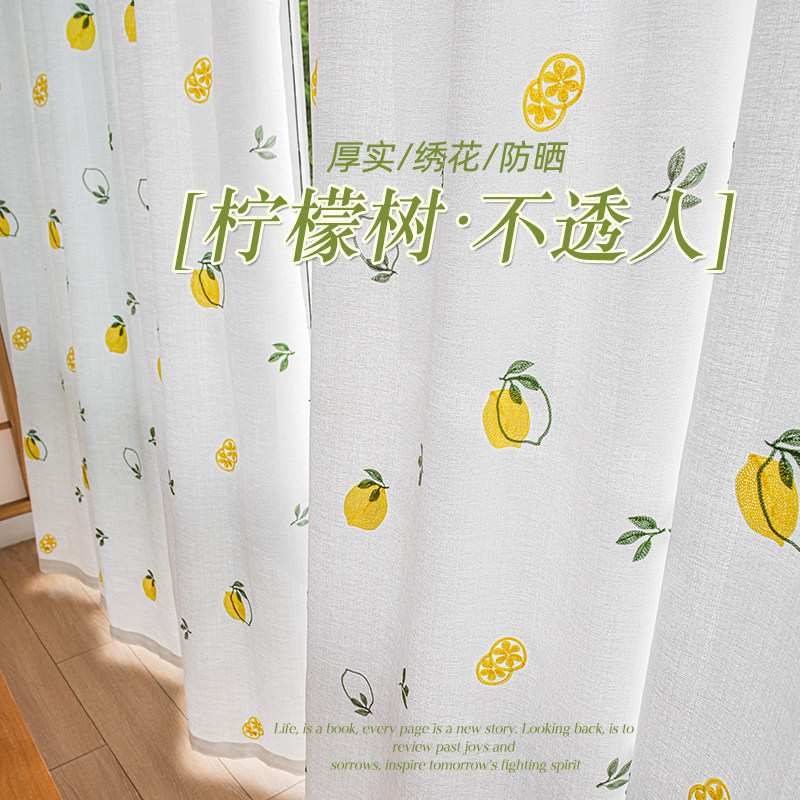 卧室成品纱帘清新窗纱阳台透光不透人纱帘免打孔小清新白纱隔断