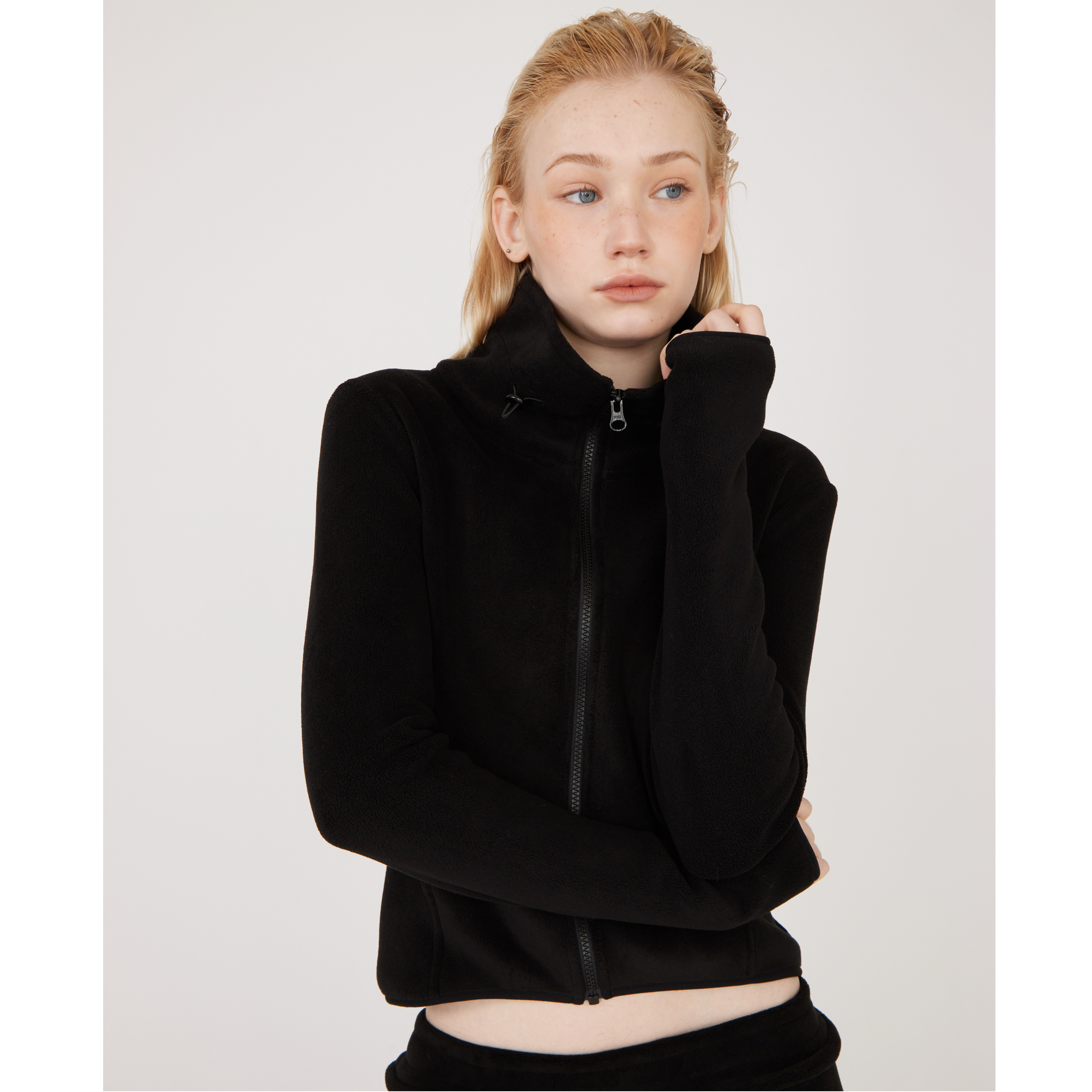 双面摇粒绒修身显瘦休闲运动套装