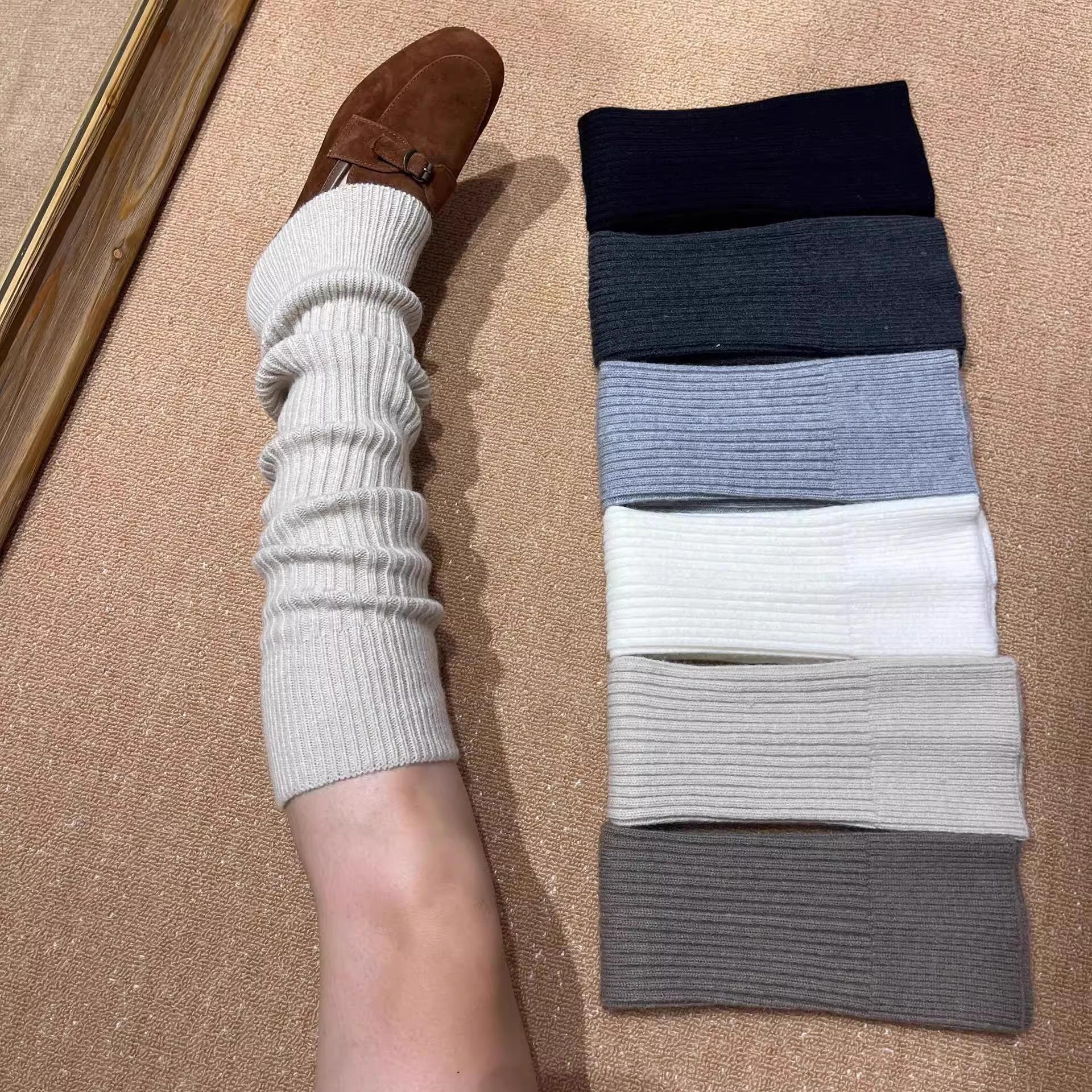 秋冬日系羊绒堆叠小腿袜套女