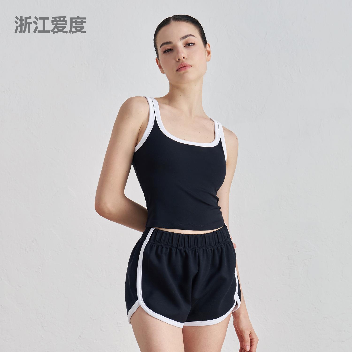 NULS青春裸感拼色瑜伽内衣女U领美背外穿运动背心夏甜妹健身文胸