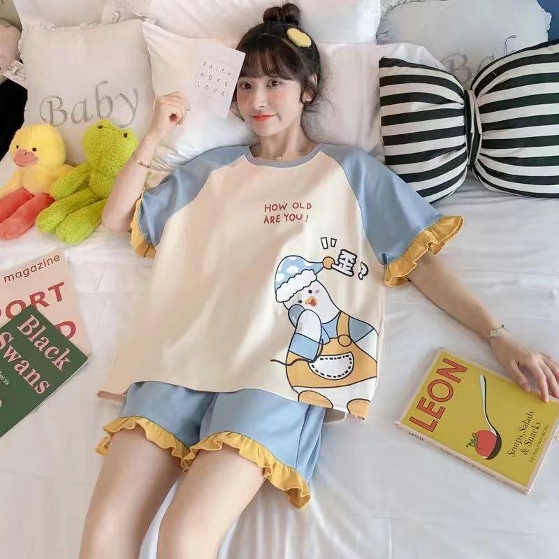 5XL码睡衣女夏季2025年新款短袖少女初中学生卡通休闲家居服夏天