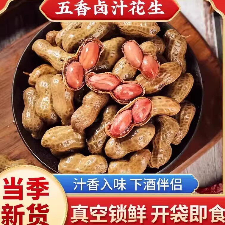 新鲜带壳卤味花生五香香辣味水煮花生手抓包下酒菜真空袋装湿花生