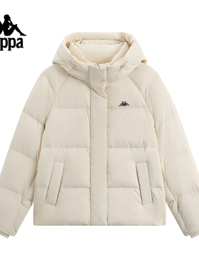 Kappa卡帕背靠背运动羽绒服女2025新款冬季休闲连帽保暖防风外套