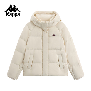 Kappa卡帕背靠背运动羽绒服女2025新款 休闲连帽保暖防风外套 冬季