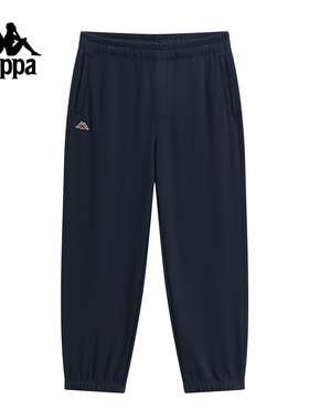 Kappa卡帕运动长裤男2025新款秋季休闲束脚裤藏蓝色卫裤针织裤子