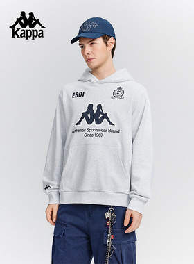 Kappa卡帕男装2025冬季新款纯棉复古休闲百搭连帽套头衫K0F72MT04
