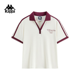 Kappa卡帕背靠背短袖t恤女2026新款透气v领polo衫休闲运动上衣潮