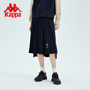 Kappa卡帕短裙新款 短裙黑色 女百褶半身裙经典 校服A字裙时尚
