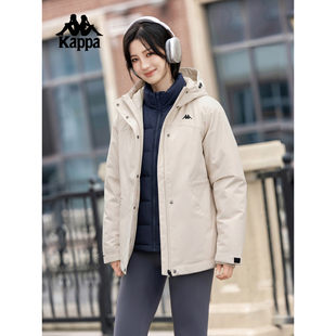 Kappa卡帕背靠背羽绒服女2025新款冬季户外三合一防风两件套外套