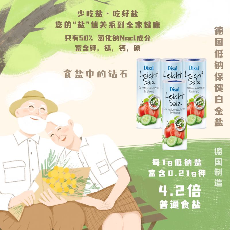 4瓶 BR白金盐德国进口食盐阿尔卑斯山低钠盐老人盐中老年食用盐