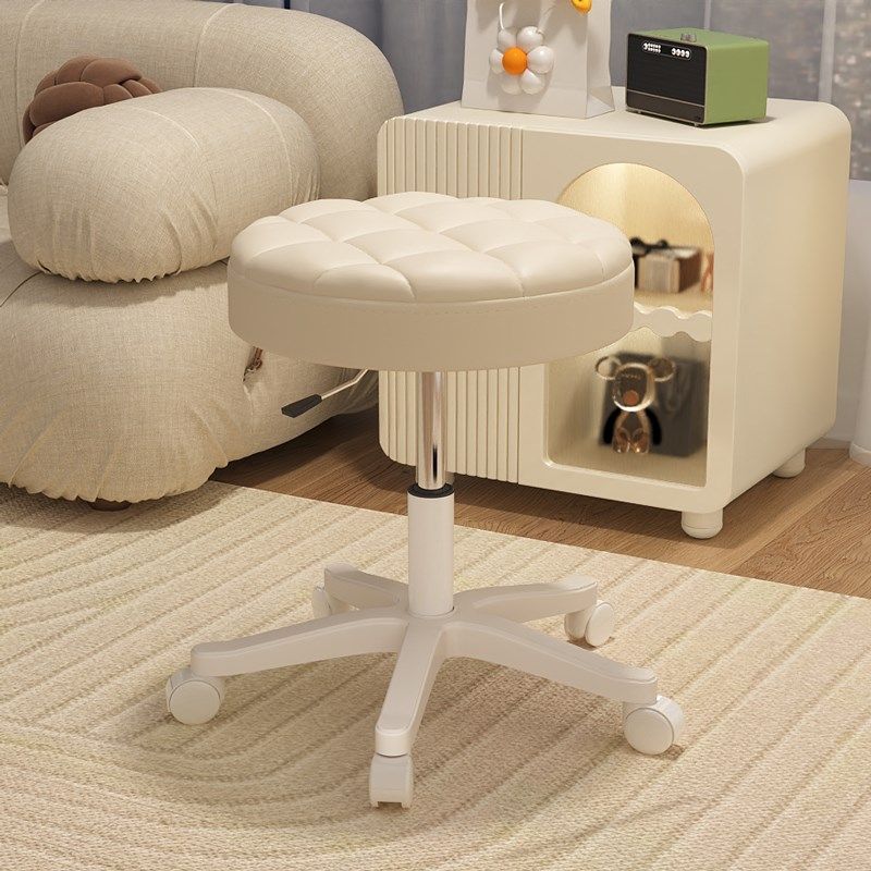 三梦化妆椅女生卧室梳妆台凳子网红奶油风美甲美容滑轮可升降椅子
