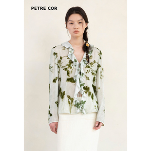 PETRE COR 独立设计师官方店25秋冬丝绒花边领衬衫