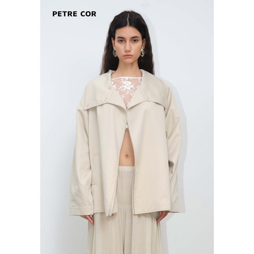 PETRECOR官方店翻领短款风衣
