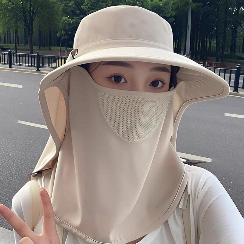 防晒帽子护颈一体透气遮阳帽图片