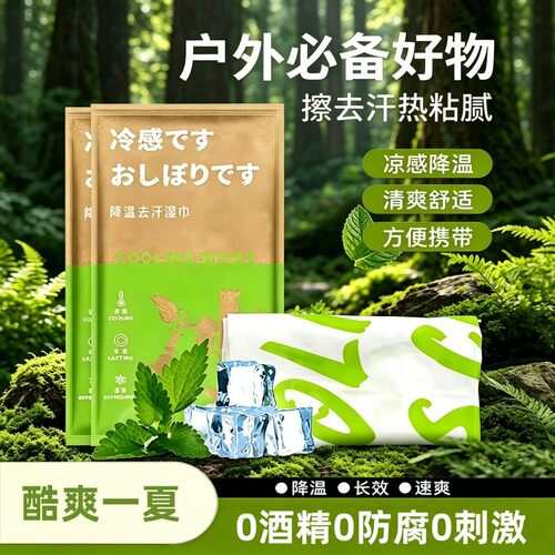 薄荷冰感降温防暑湿巾