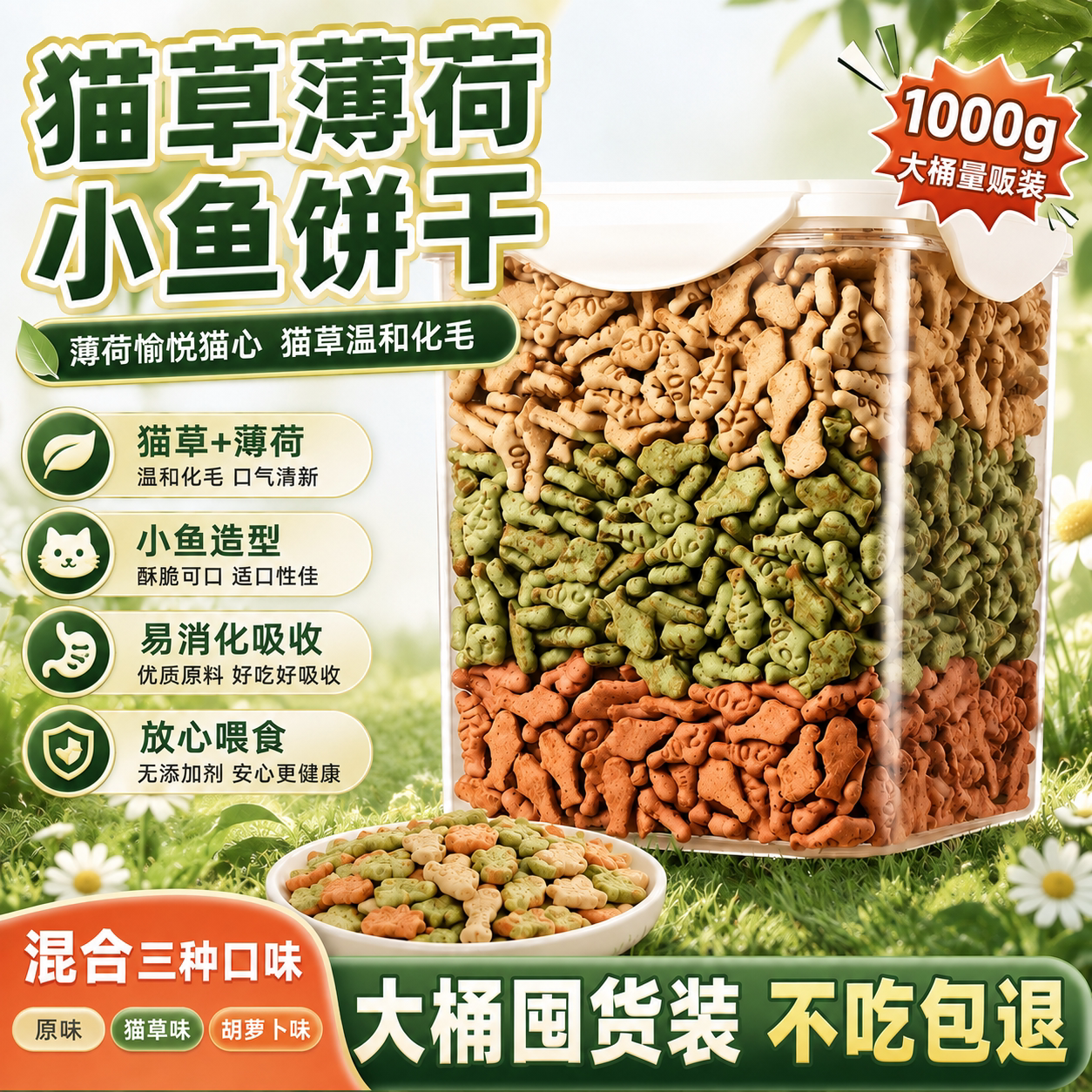 猫薄荷饼干猫零食罐头1000g图片