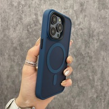 肤感磨砂磁吸无线充适用苹果16promax手机壳新款简约iphone15亚克力硬壳14硅胶软边13高级12防指纹11防摔plus