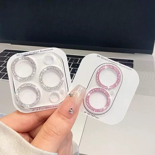 苹果全包一体闪粉透明镜头膜