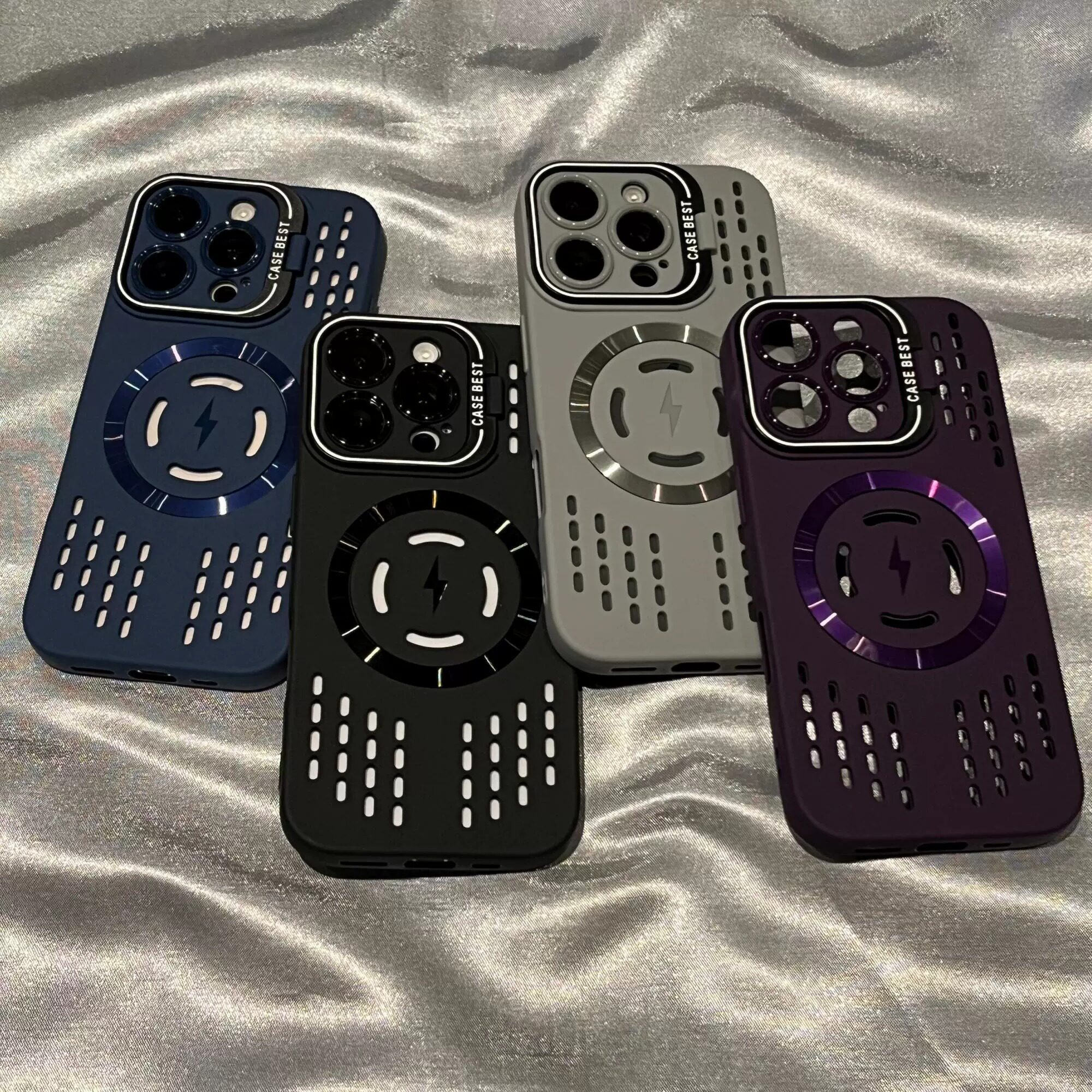 散热镂空磁吸镜头支架适用iphone13手机壳苹果16/15pro保护套高级感15promax全包防摔14冰雾散热透气12夏季壳