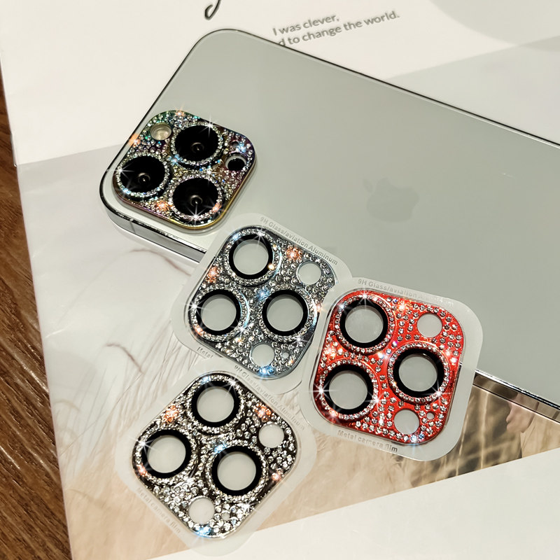 闪钻适用苹果13镜头膜iphone11手机后摄像头保护圈12pro镶钻13pro