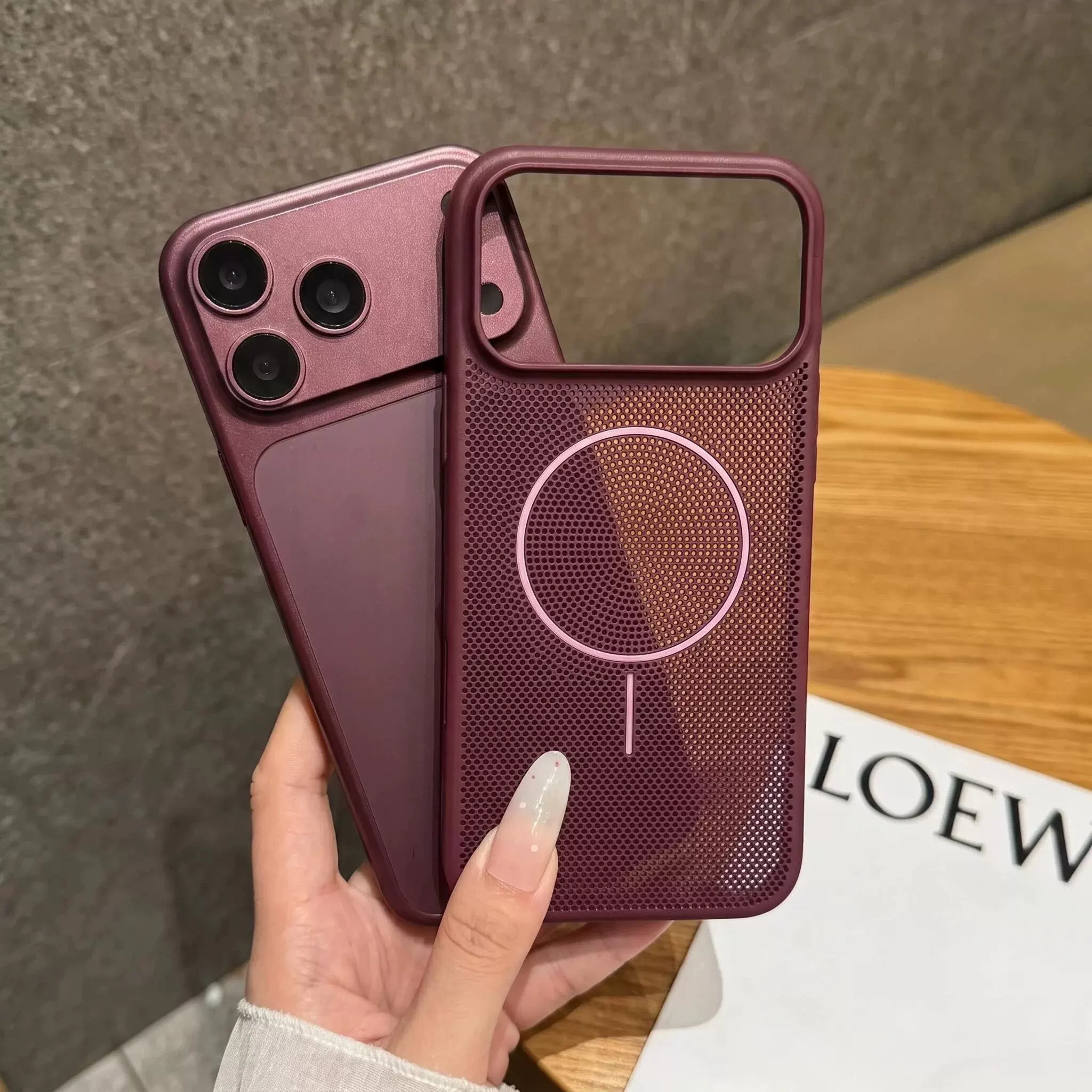散热网壳18酒红色适用苹果18pro手机壳iPhone18promax磁吸17pro保护套全包防摔壳一体16p硬壳15简约男女外壳
