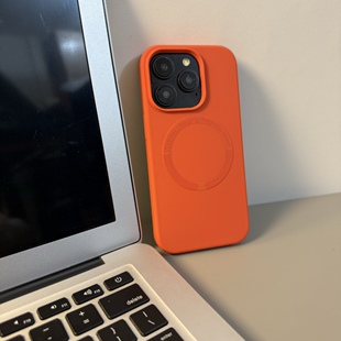 爱马橙磁吸硅胶液态壳适用iPhone17手机壳苹果16promax纯色15/14/13简约12