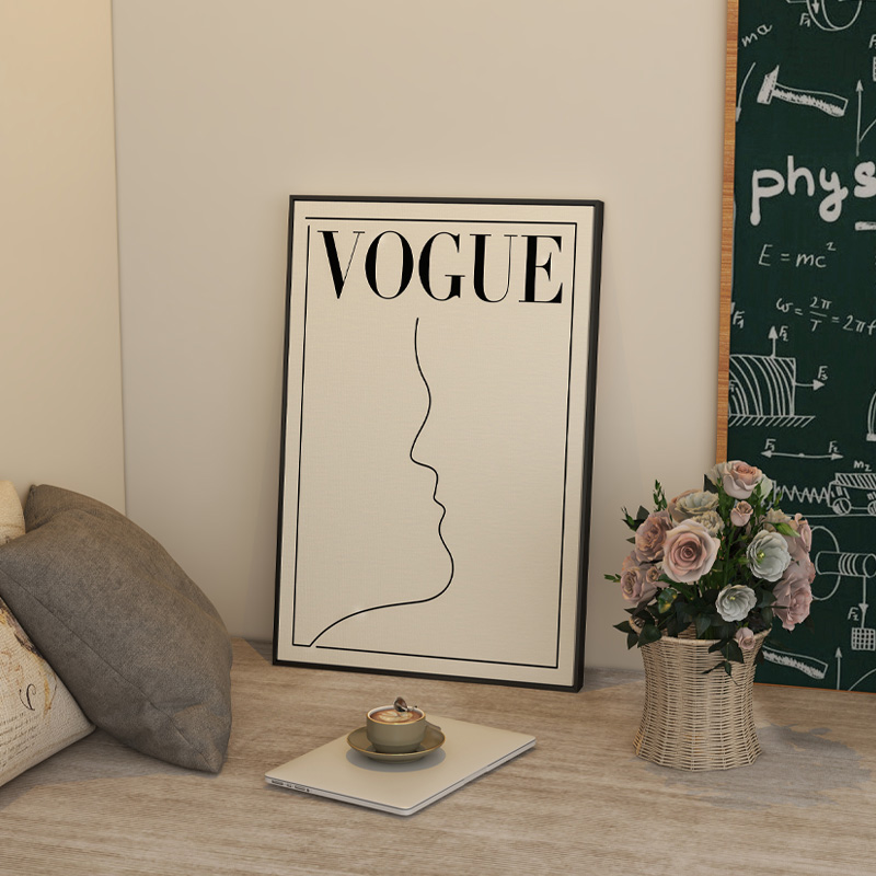 vogue时尚杂志封面装饰画极简人物线条挂画北欧ins风海报壁画摆画