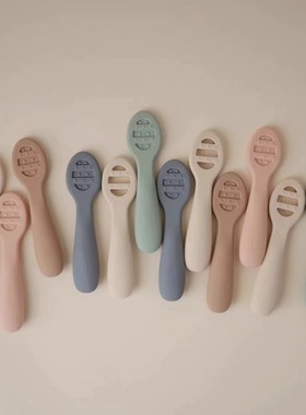 硅胶辅食勺2件套果泥米糊宝宝勺FDA Complementary Feeding Spoon