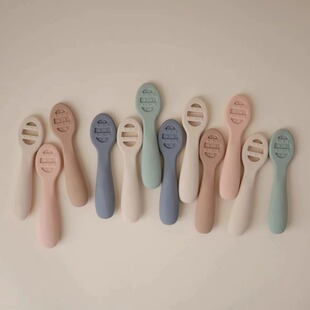 硅胶辅食勺2件套果泥米糊宝宝勺FDA Complementary Feeding Spoon