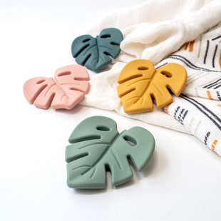 硅胶树叶咬咬乐宝宝磨牙棒牙胶防吃手神器FDA silicone teether