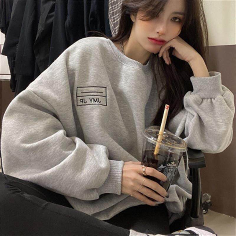 美式复古宽松男女休闲长袖上衣炸街印花无帽套头情侣装卫衣外套潮