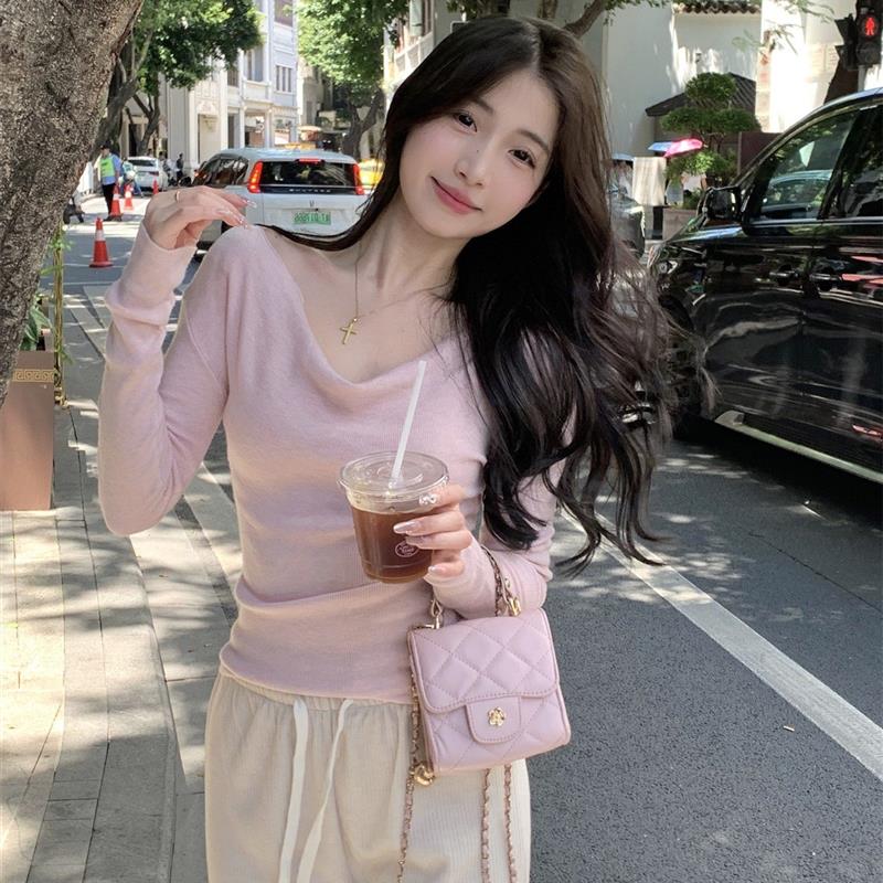 别致纯欲v领打底衫女内搭秋冬2025新款高级感修身长袖针织衫上衣