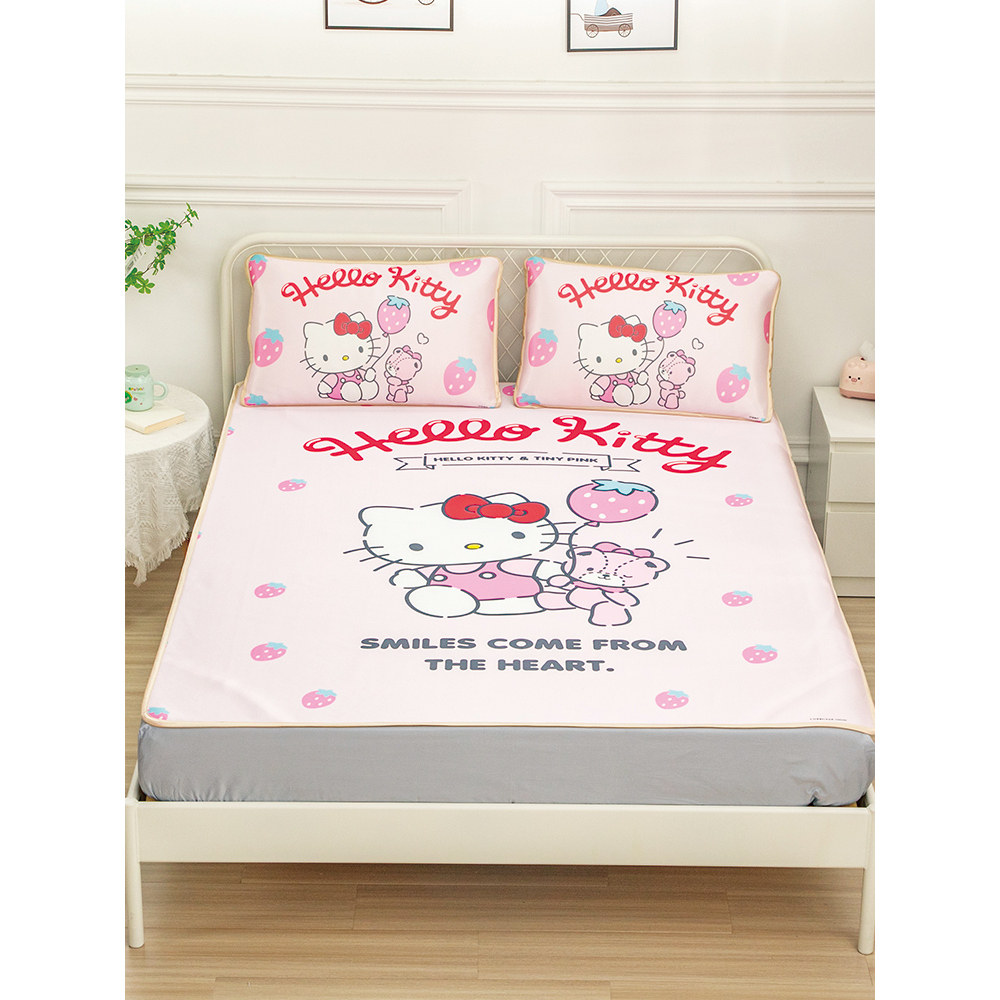 夏季helloKitty凯蒂猫凉席儿童卡通女孩夏季冰丝空调席可水洗折叠