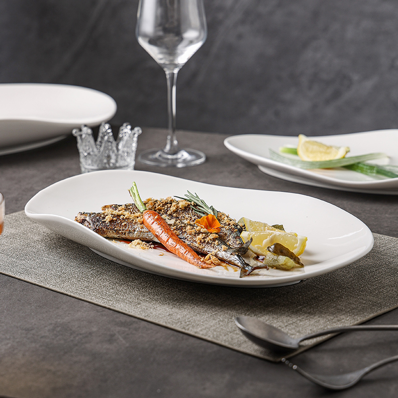 鱼盘酒店饭店专用不规则蒸鱼盘子