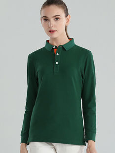 高端长袖polo衫定制t恤印字logo广告文化衫纯棉工作服工装衣服diy