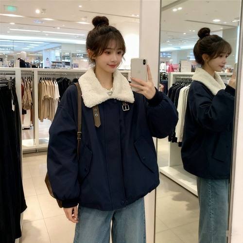 加绒加厚韩系立领羊羔毛