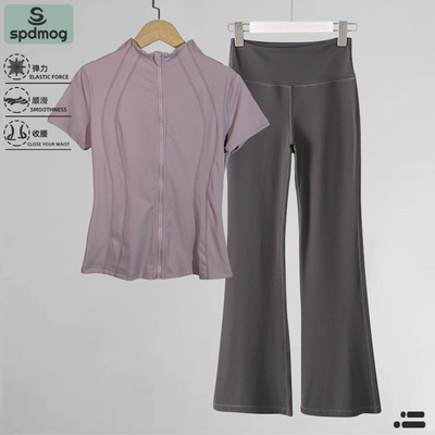 运动套装女2025新款夏季跑步上衣户外晨跑健身专业时尚瑜伽服短袖