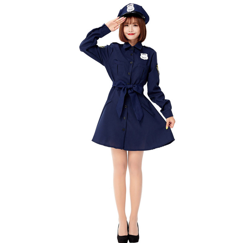万圣节日本巡查官cosplay服装女警制服长袖连衣裙帽子角色扮演服