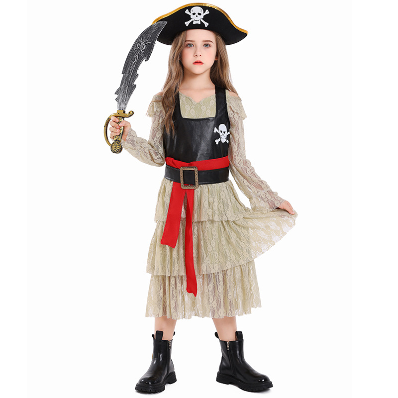 万圣节儿童航海家cosplay女孩海盗扮演服装幼儿园小学舞台表演服