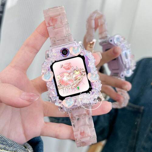 适用小天才手表表带z9/z8少年保护壳套z7a/z6s三珠树脂腕带