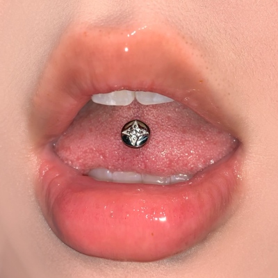 Raccon浣熊 小钻圆盘 舌钉钛钢闪钻可喝酒平底圆盘外螺纹穿刺饰品